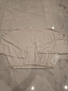 Athleta Cropped Drawstring shirt - Light Beige